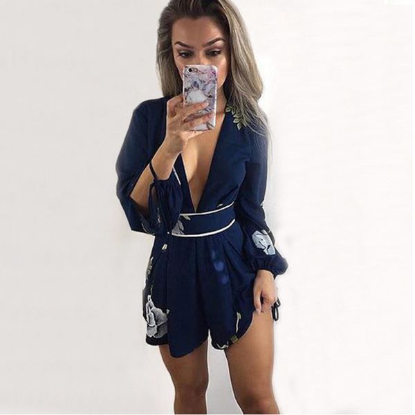 

женская дизайнерская сексуальная v-образным вырезом спинки печати с длинным рукавом цельный короткая юбка женщины, Gray