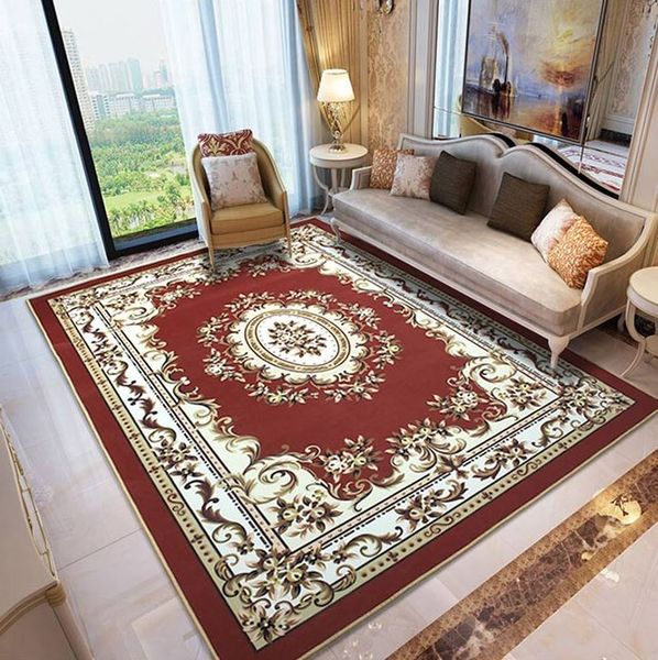 

2019 new red carpet christmas rug various european style anti-slip geometric carpet in rectangle shape in parlor kids room with large sizes