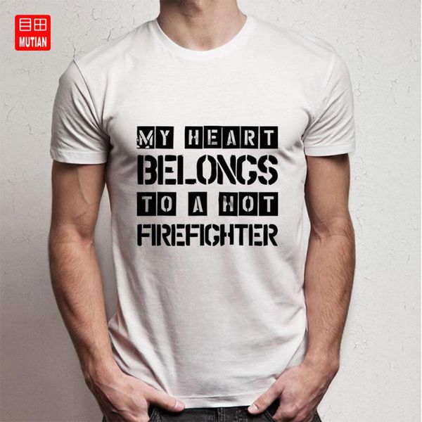 

my heart belongs to a firefighter t shirt, White;black