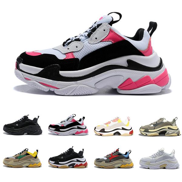 

2019 Designer shoes fashion luxury sneakers for men women Triple s Paris 17FW black white pink mens trainers Casual Dad increasing shoe