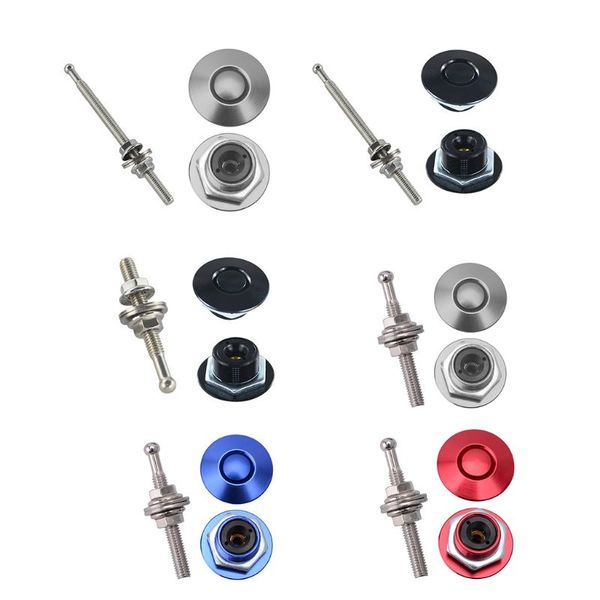 

universal 32mm push button billet hood pins lock clip kit engine bonnets lock aluminum car quick latch