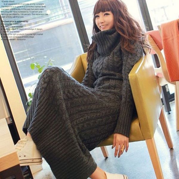 

2018 clothing factory direct group of korean piles of knitted sweater slim turtleneck collar dress wholesale long twist, Black;white