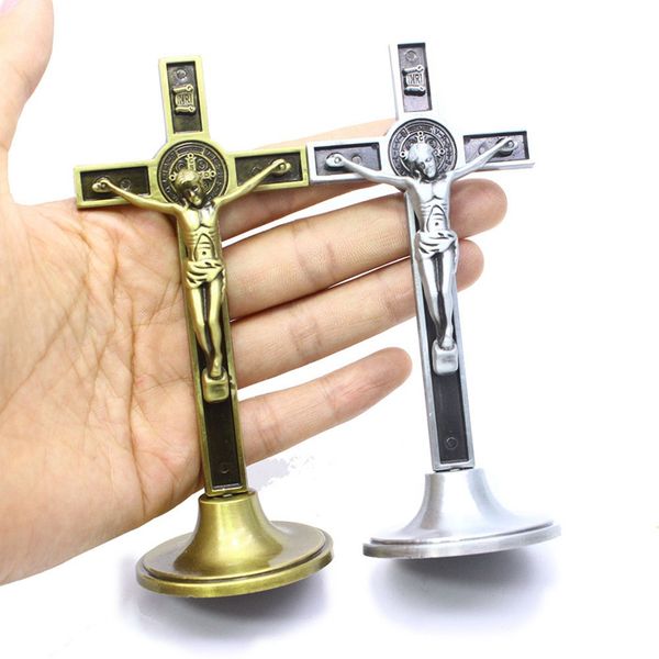 

1pc cross crucifix christ catholic jesus religious church decoration stand wall antique home chapel decor pet supplies