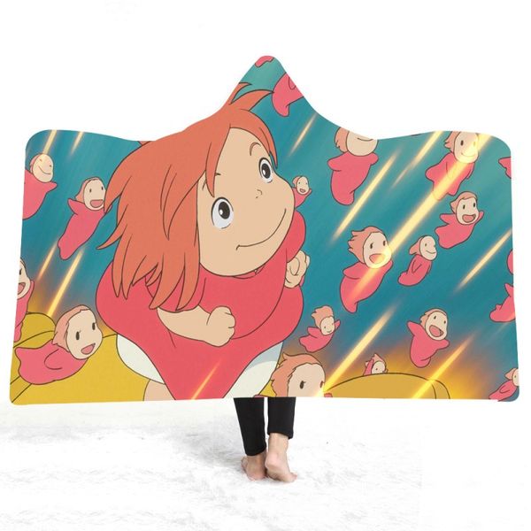 

anime ponyo on the cliff throw blanket soft blanket for sofa chair bed office travelling camping for kids adults sherpa