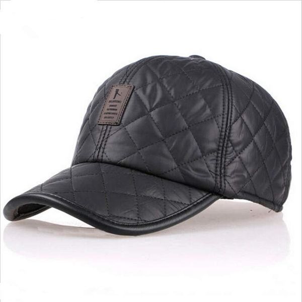 

baseball cap men autumn winter fashion caps waterproof fabric hats thick warm earmuffs baseball cap 4 colors, Blue;gray