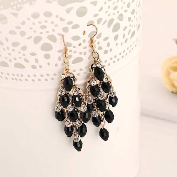

decoration will earrings woman exaggeration long fund tassels eardrop crystal personality nightclub ornaments, Golden