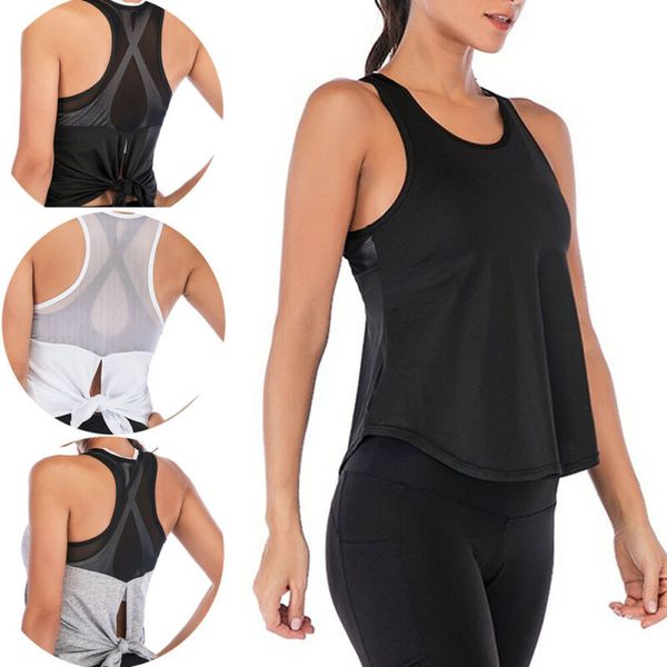 

women fitness sports shirt sleeveless running gymshirt tank vest, White