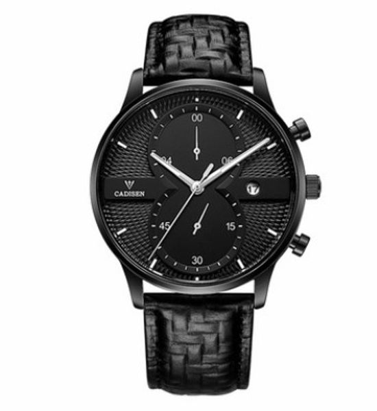 

men's watches authentic atmosphere fashion multi-function sports leather quartz watch 9055 quartz watch waterproof casual fashion steel, Silver