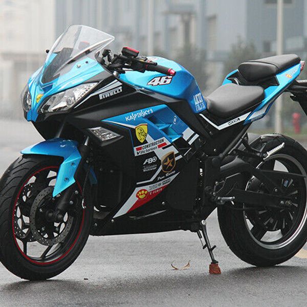 

super 5000w 100km/h racer electric motorbike, Silver;blue