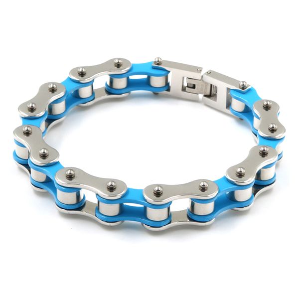 

motor bicycle polishing biker bracelet 316l stainless steel bracelet boys mens chain stone bangle women blue jewelry, Black