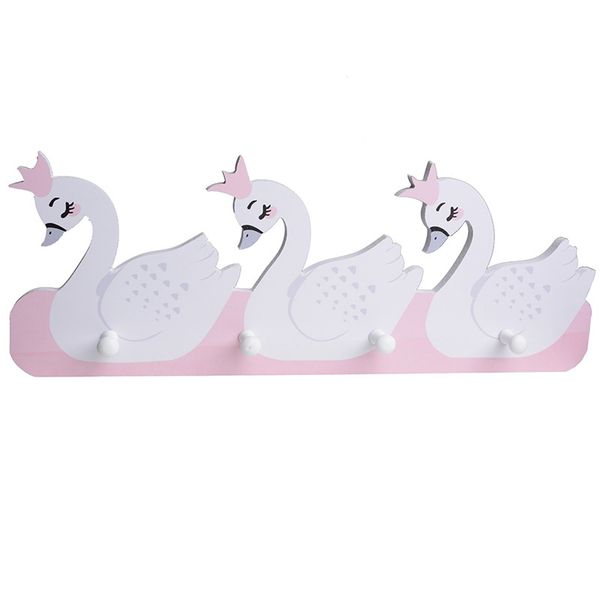 

nordic lovely wood swan bear and wall shelves wood wall hanger clapboard for keys clothes children room decoration