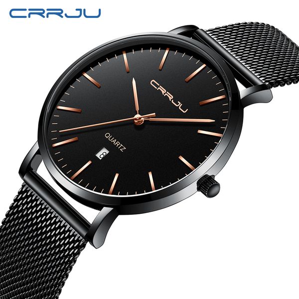 

relogio crrju мода мужчина для mens часы top luxury синий водонепроницаемые часы ультратонкий вскользь кварцевые часы мужские спортивные час, Slivery;brown