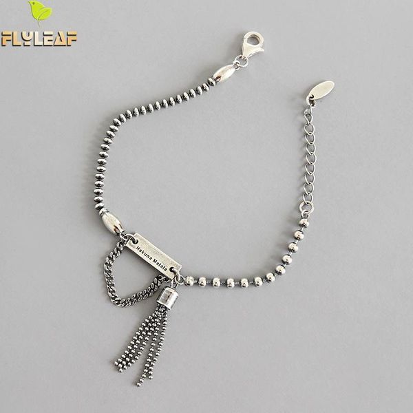 

flyleaf vintage old beads chain tassel charm bracelets for women retro 100% 925 sterling silver ins style jewelry j 190429, Golden;silver