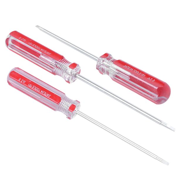 

promotion 3 pcs red clear handle 2.0mm magnetic tip 75mm shaft screwdrivers