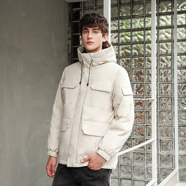 

the new man 2020 hooded down jacket youth leisure fashion joker down jacket, Black