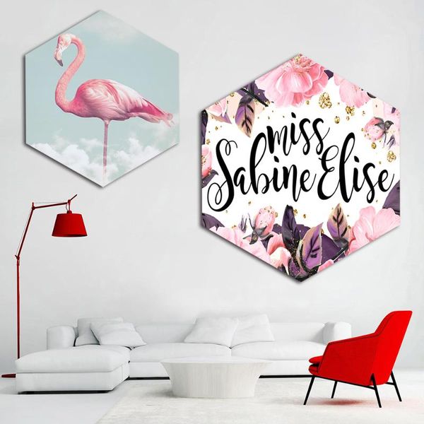 

minimalism art prints pink flamingo poster nordic wall hexagon pictures living room canvas rose flowers leaf painting home decor