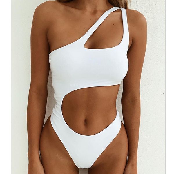 

designer bikini swimwear women high waist bikinis mujer swimsuit one shoulder bathing suit beach wear halter bikinis suit for women, White;black