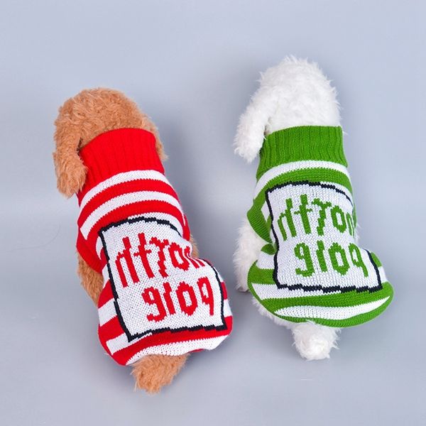 

pet dog striped sweater winter pet clothes letter printed knitting blouses coat small middle dog warm jacket dog apparel