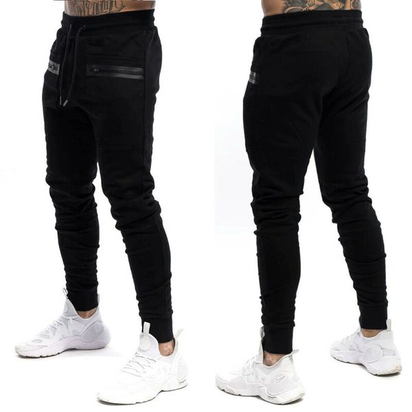 

men's brand men pants fitness casual elastic pants bodybuilding clothing casual camouflage sweatpants joggers, Black