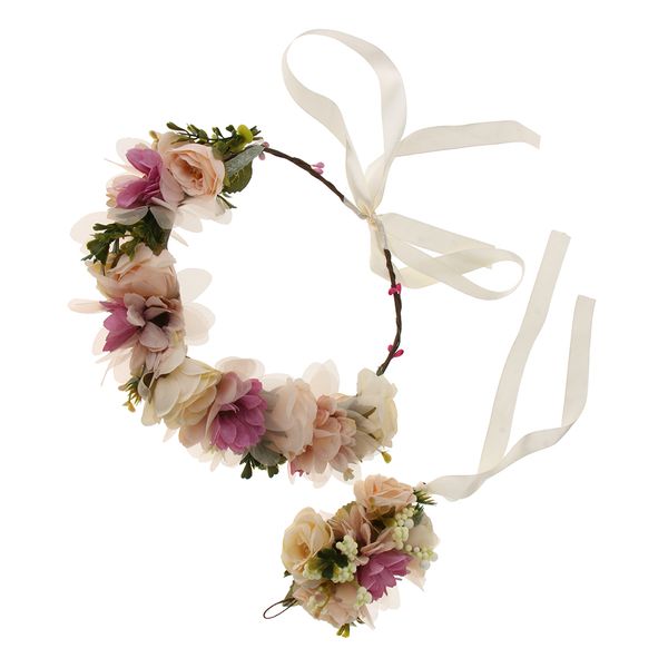 

wedding flower forehead garland bracelet hand flowers accessories