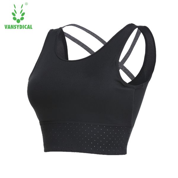 

vansydical women sports bra shockproof yoga running wireless push up sportswear jogging fitness exercise gym bra clothes, White;black