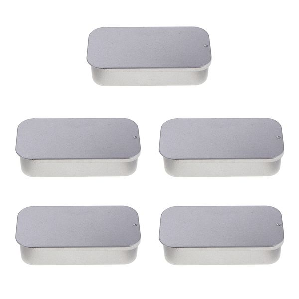 

5pcs metal rectangular empty hinged tins box containers mini portable box small storage kit, home organizer, 3.54 x 1.77 x 0.79inch