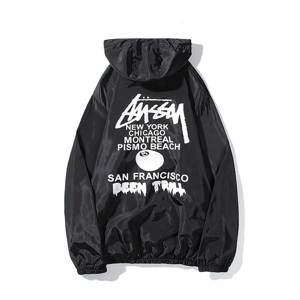 

20ss men designer new jacket spring autumn luxury high-quality street trend stussy black white sunscreen waterproof jacket, Black;brown