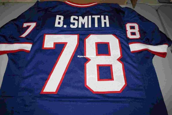 

retro bruce smith #78 custom high-end home mitchell & ness jersey bule stitching men's football jerseys college ncaa, Black;red