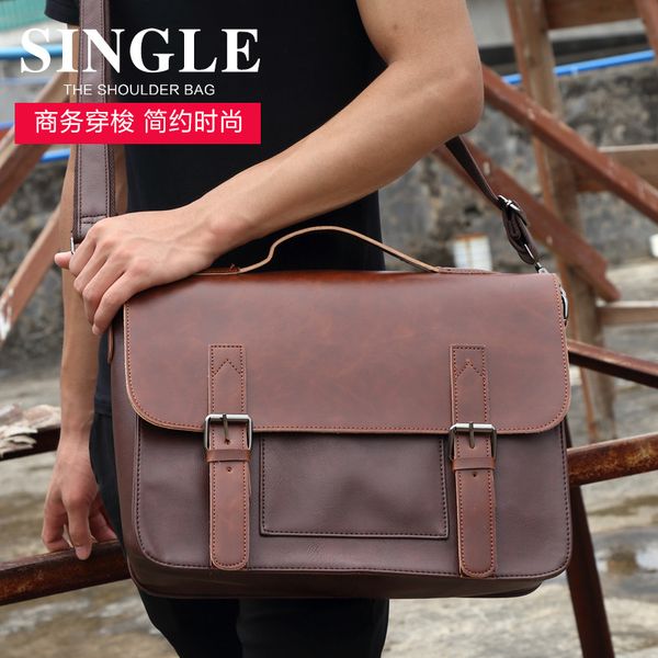 

new style shoulder bag men's leisure messenger bag retro simple shoulder