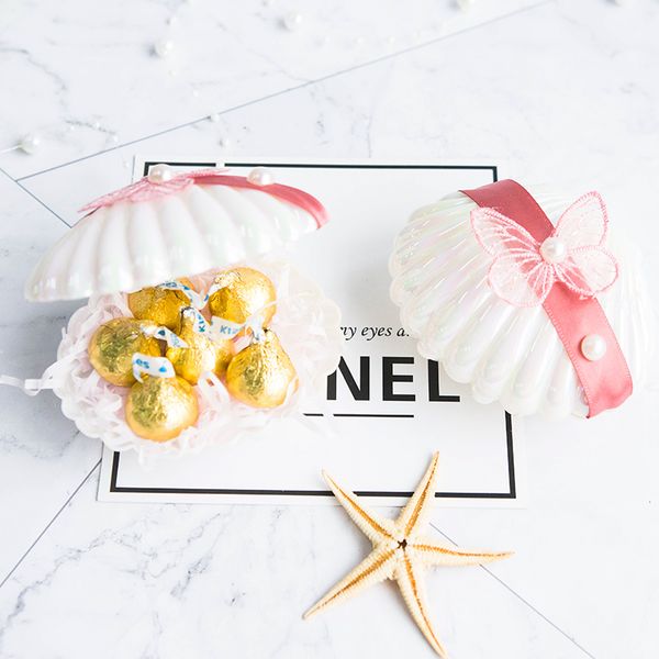 

20pcs gift box packaging candy box favor boxes marriage goods [pearlescent shell] hibiscus marriage candy ins wind carry