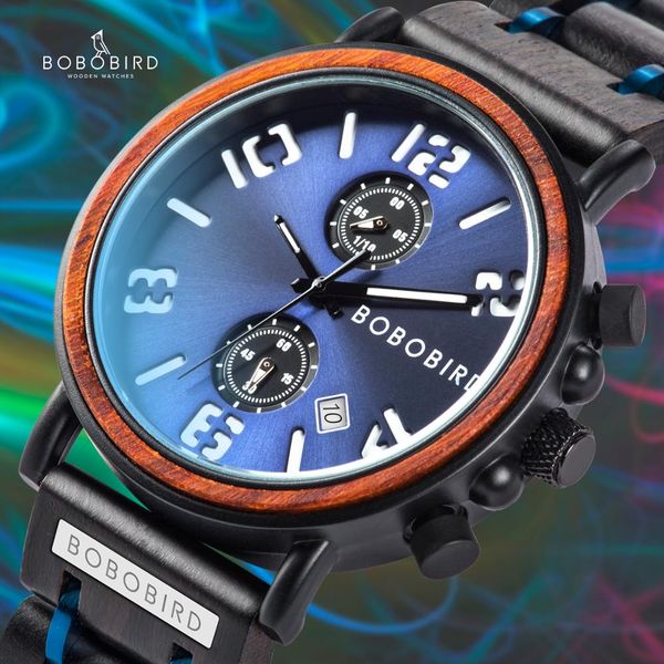 

bobo bird wood watch men brand waterproof watches in wooden gift box luminous hand clock for him dropshipping, Slivery;brown