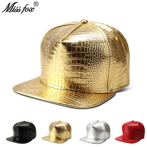 

missfox hip hop 4 colors men hat flat brim crocodile pattern pu leather mens caps, Blue;gray