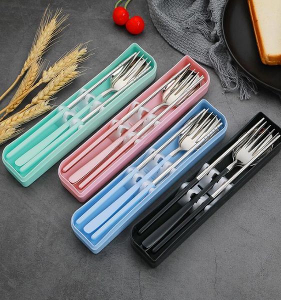 

folding travel dinnerware set plastic cutlery fork chopsticks sets for kids outdoor camping picnic h097