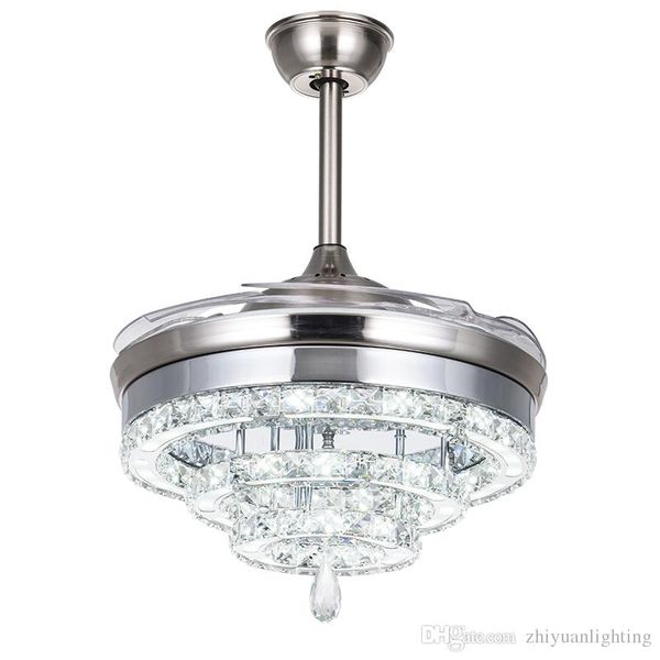 

led хрустальная люстра вентилятор огни невидимый вентилятор хрустальные светильники гостиная спальня ресторан современный потолочный вентиля