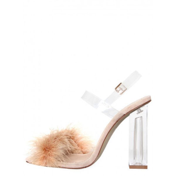 

designer-dals black rabbit's hair coarse princess shallow open toes high-heeled shoes