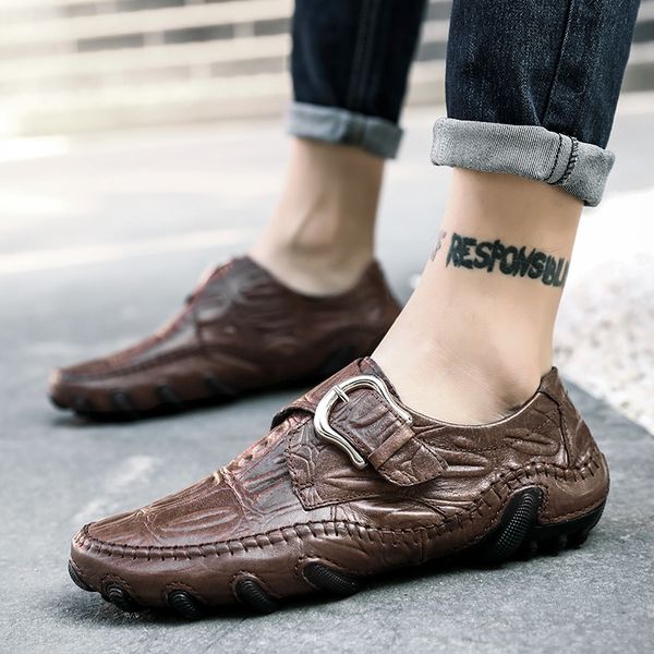

men casual slip on loafer shoes mens moccasins big size monk shoes fashionable italian trendy leisure loafers monk, Black