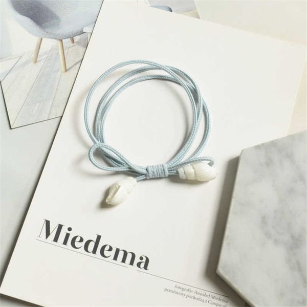 

little fresh head rope hair band bowknot conch jewelry bracelets sweet girls small hair ring, Slivery;white