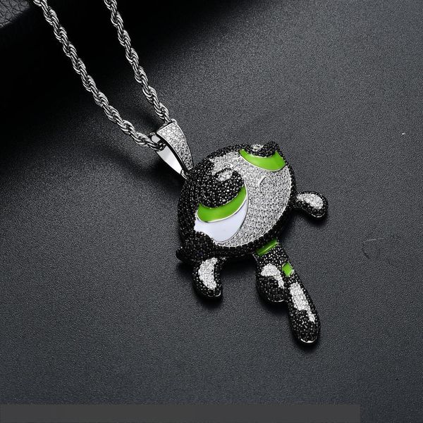 

hip hop micro paved + cubic zirconia bling iced out cartoon the girls pendants necklace for men rapper jewelry, Silver