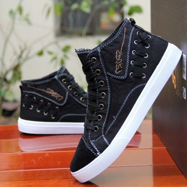 

2020 new comfortable casual shoes men non-slip breathable men canvas shoessummer male shoes lace-up lightweight sneakers, Black