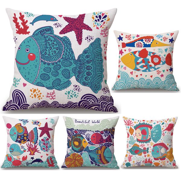 Pop Art Fish Neck Body Pillowcase Linen Bed Pillows Cover Couch