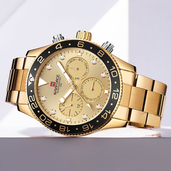 NAVIFORCE Top Marca de Luxo Homens Relógios Esportivos de Quartzo 24 Horas Data Relógio Homem Moda Casual Ouro À Prova D 'Água Wirst Watch276Y