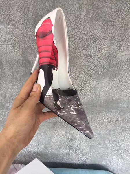 

new italian brand women's high heels printed pointed fashion party women's casual shoes 35-41 size 10cm high 4522, Black