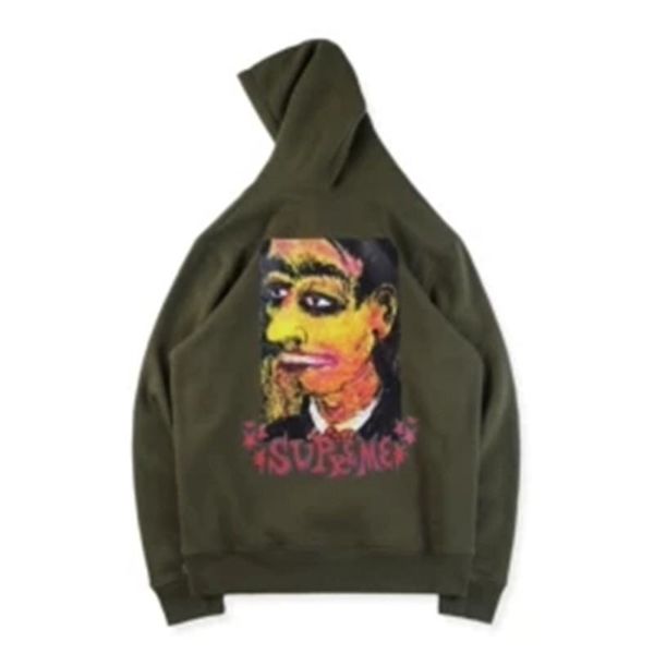 

brand designer portrait oil painting hoodie winter thick skateboard star hooded sweatshirt fashion box logo men women street hoody slim, Black;brown