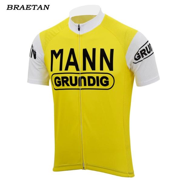 

retro men cycling jersey maan grundig classic yellow clothing cycling wear racing bicycle clothes clothing braetan, Black