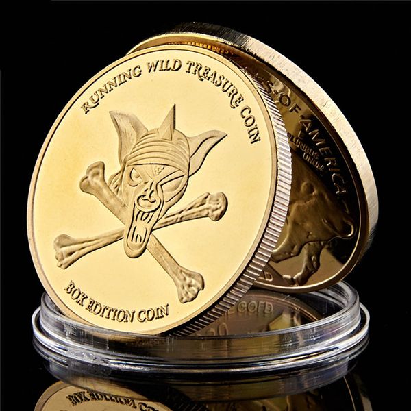 

skull corsair lion of the sea gold plated running wild treasure coin challenge box edition coin collection gift