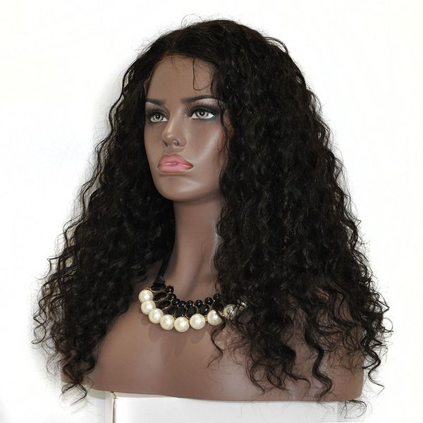 In Stock 16 Inch Deep Wave Natural Color Hair Lace Front Wig 150
