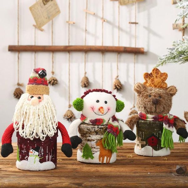 

merry christmas cartoon apple box santa snowman elk transparent/imitation bark children candy gift box home decorative ornament