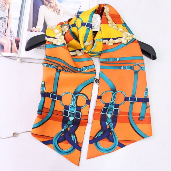 

wide ribbon silk double-sided printing chain flowers silk twill ribbon hair band silk scarf scarf long ribbon, Blue;gray