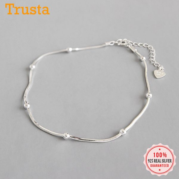 

trustdavis genuine 925 sterling silver sweet fashion snake chain bracelet anklets for women sterling silver jewelry gift ds2398, Red;blue