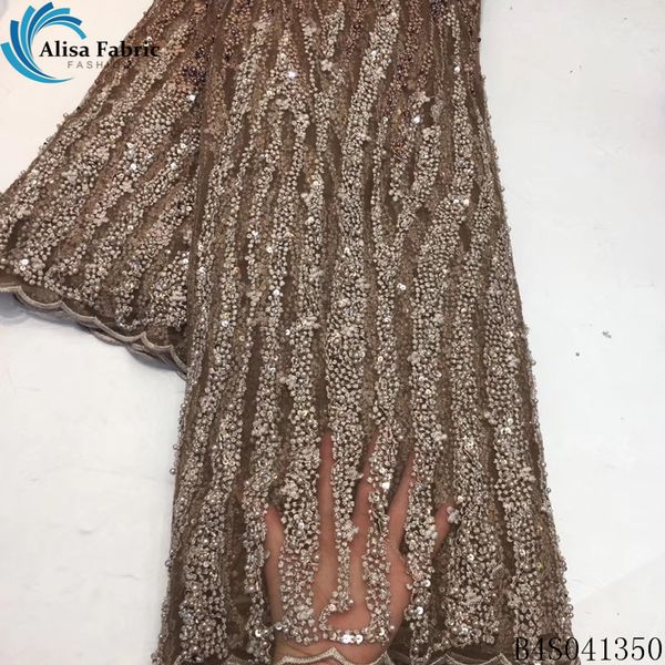 

alisa african beaded lace fabric embroidered with sequins 5 yards/piece french net laces fabrics for garment sewing, Pink;blue